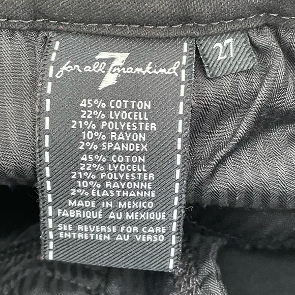 7 For All Mankind's Signature Soft & Light Stretch Black Denim Jeans Size 27 - Picture 7 of 8